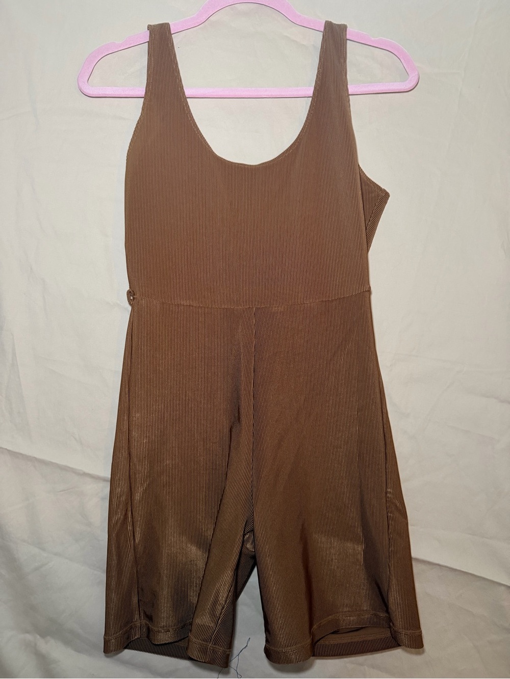Weworewhat Brown Ribbed Sleeveless Jumpsuit